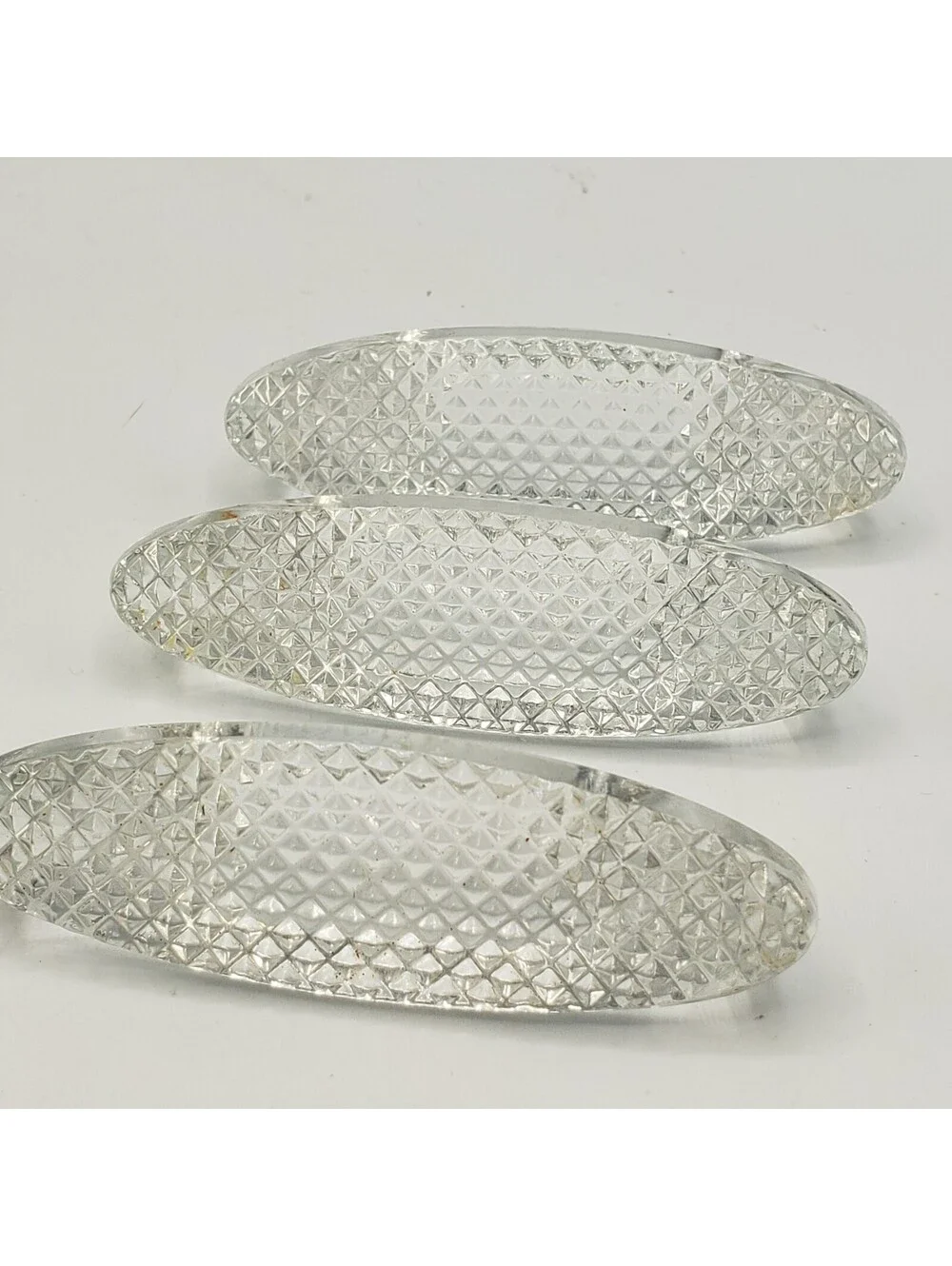 Set of 6 Vintage Clear Glass Knife Rests Placecard Holder Crown E&R W Germany